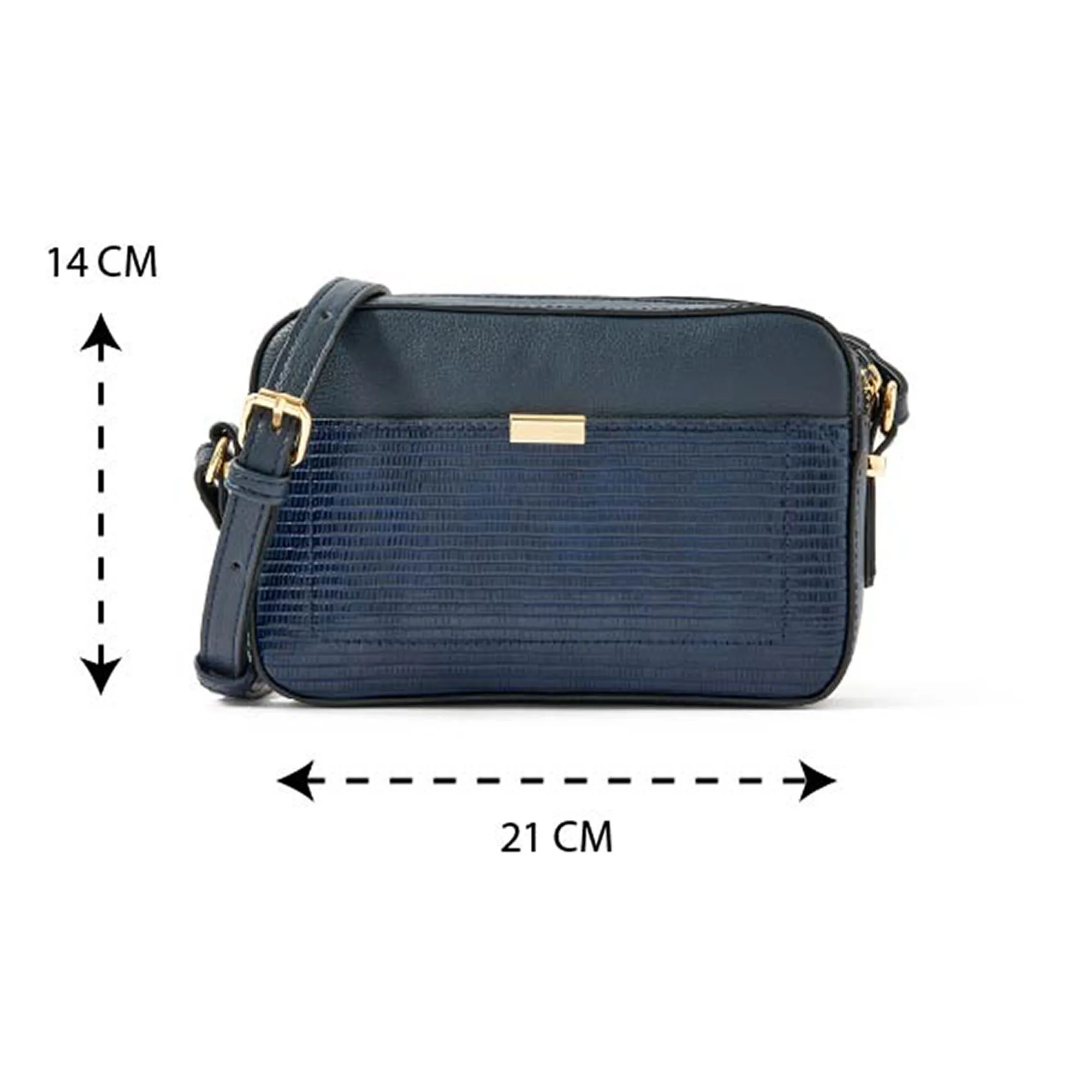 Accessorize London women's Faux Leather Navy Piper Sling bag