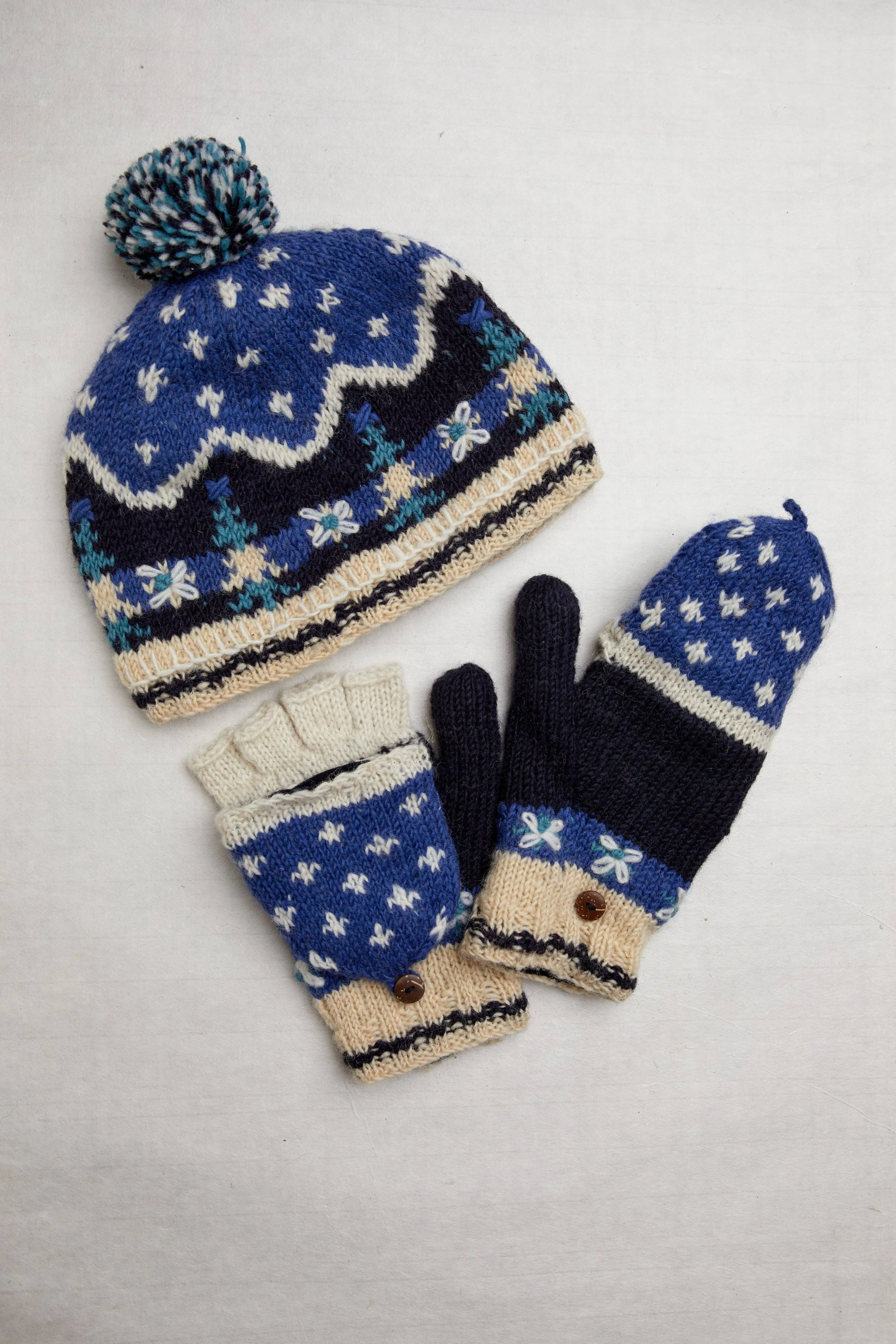 Alpine Villa Blue Convertible Mittens