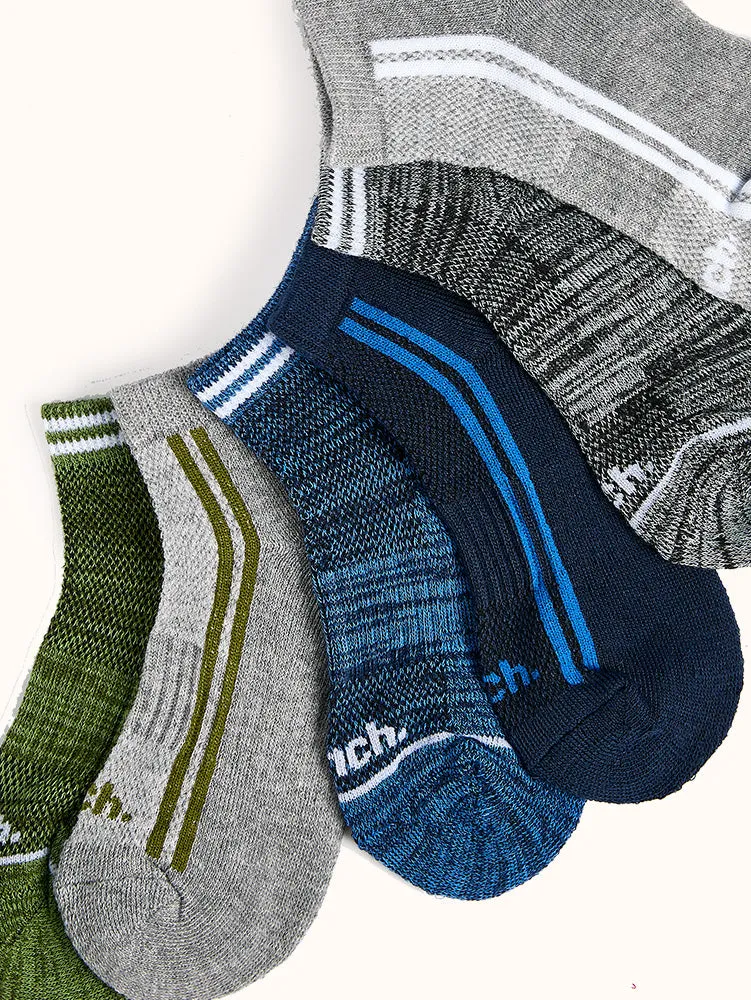 Boys' Half Cushion Anklet Active Socks Assorted (6 Pack)
