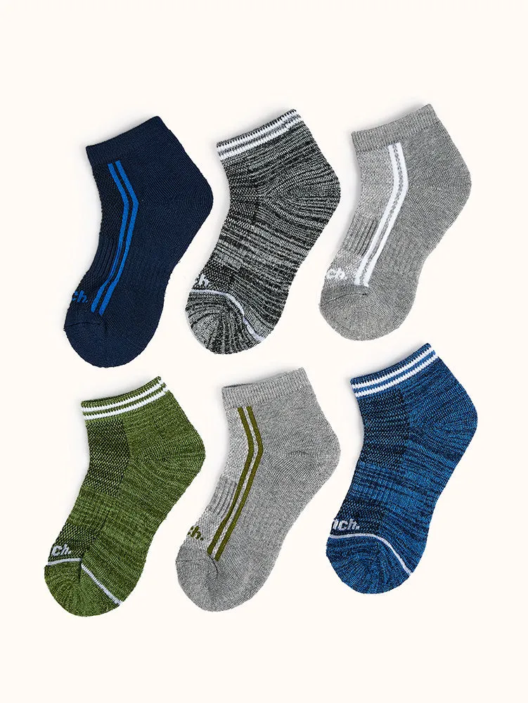 Boys' Half Cushion Anklet Active Socks Assorted (6 Pack)