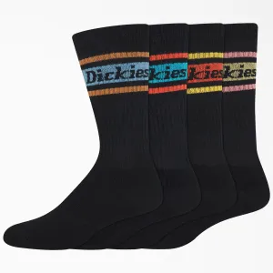 Dickies 4-Pack Skate Rugby Strip Crew Socks - Black (BSN)