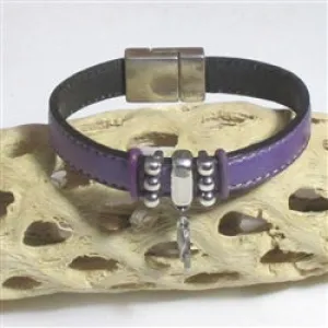 Domestic Violence Awareness Bracelet in Purple Leather