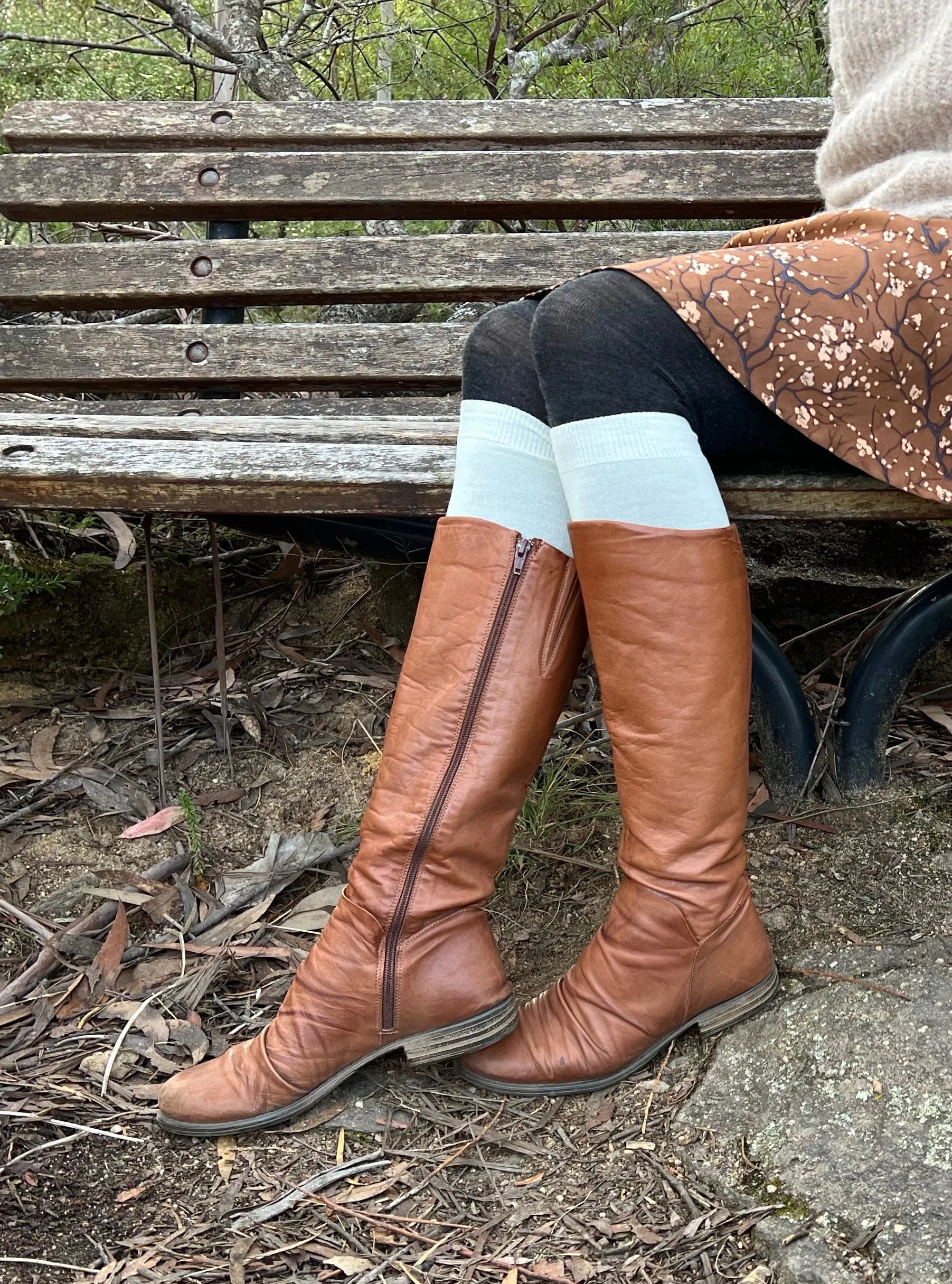 Merino Wool Women's Knee High Socks in Natural - Aussie Made