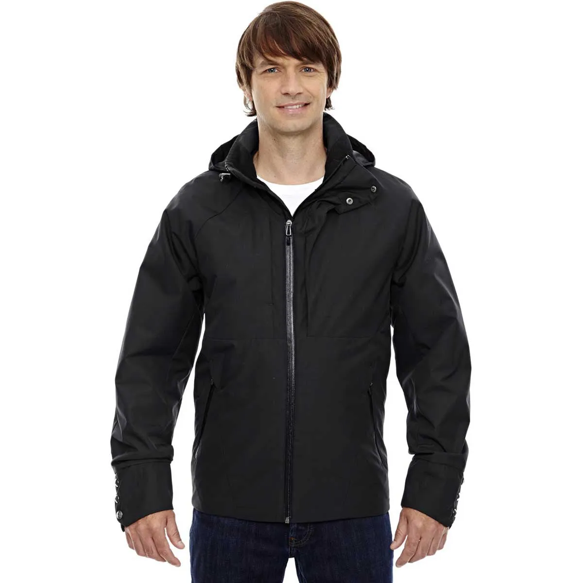 North End Men's Black Skyline City Twill Insulated Jacket with Heat Reflect Technology