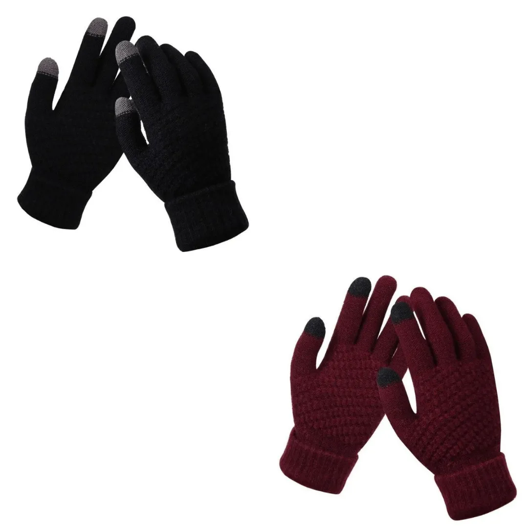 OCW Unisex Warm Winter Gloves Cashmere Thick Knitted Touch Screen