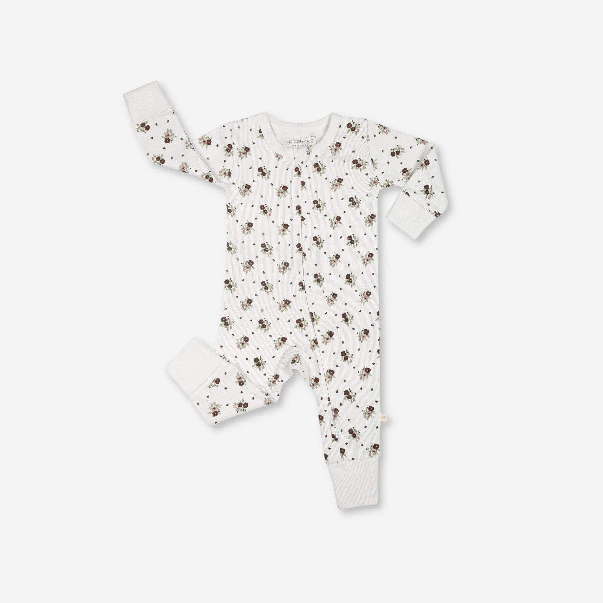 Organic 2-Way Zip Romper - Plum Ditsy