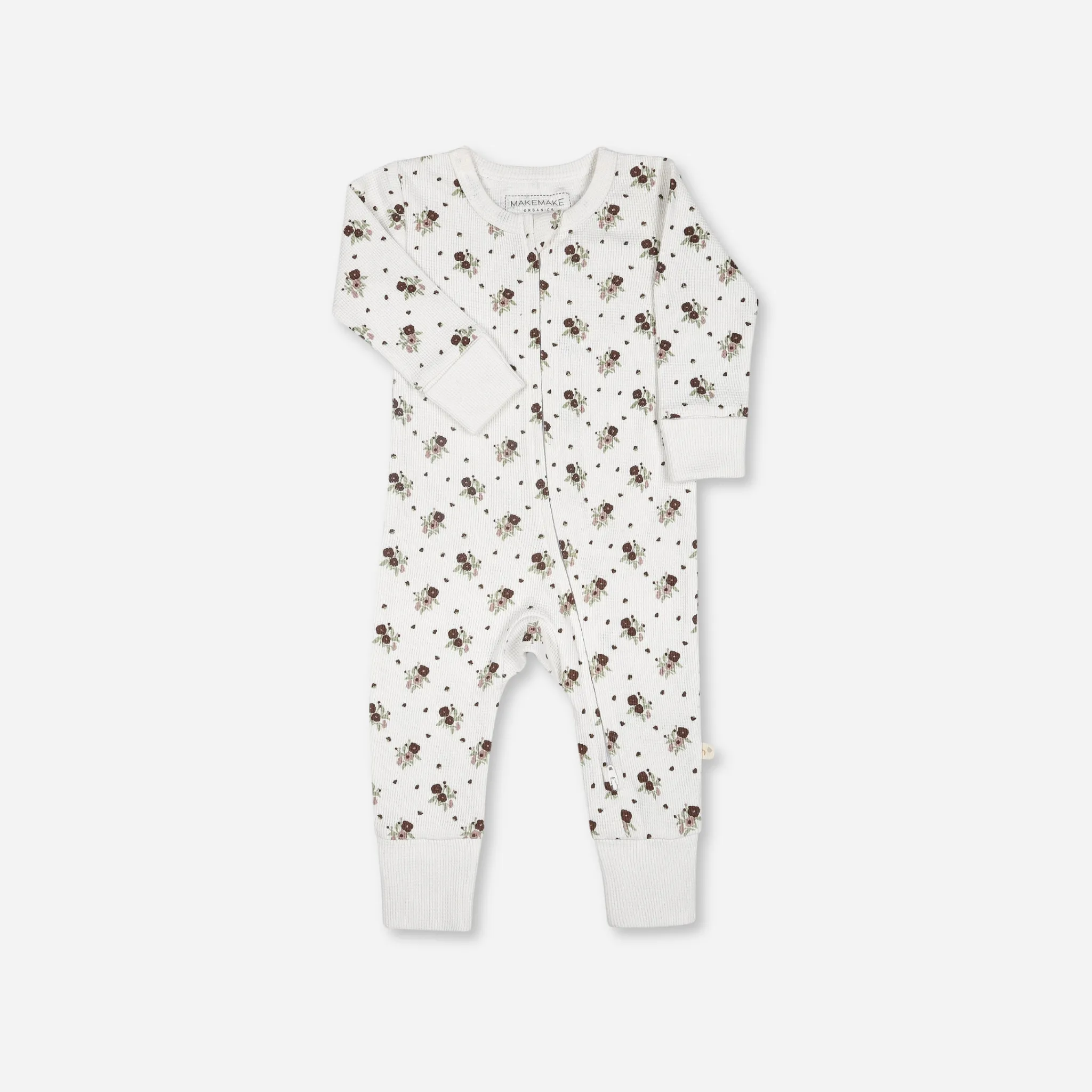 Organic 2-Way Zip Romper - Plum Ditsy