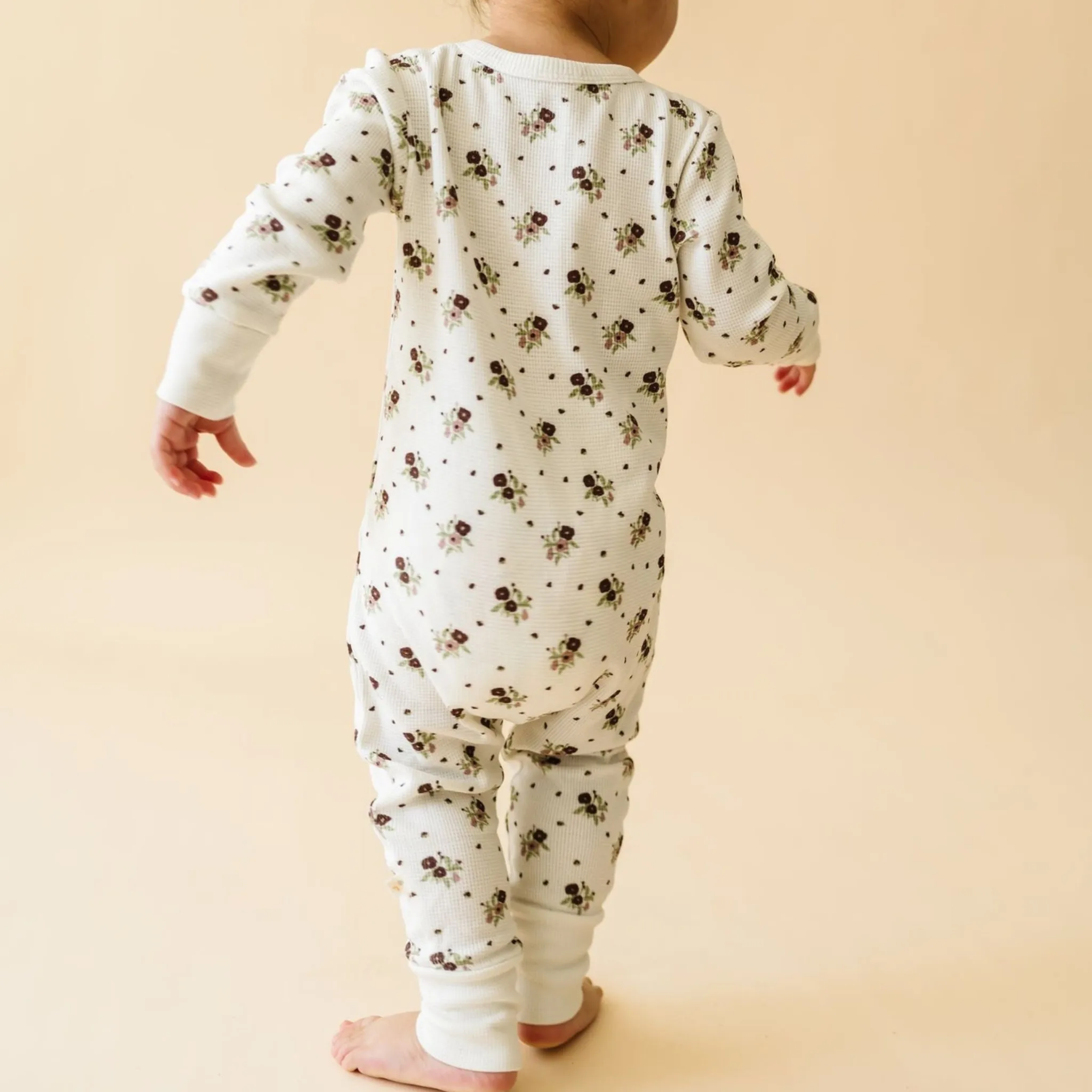 Organic 2-Way Zip Romper - Plum Ditsy