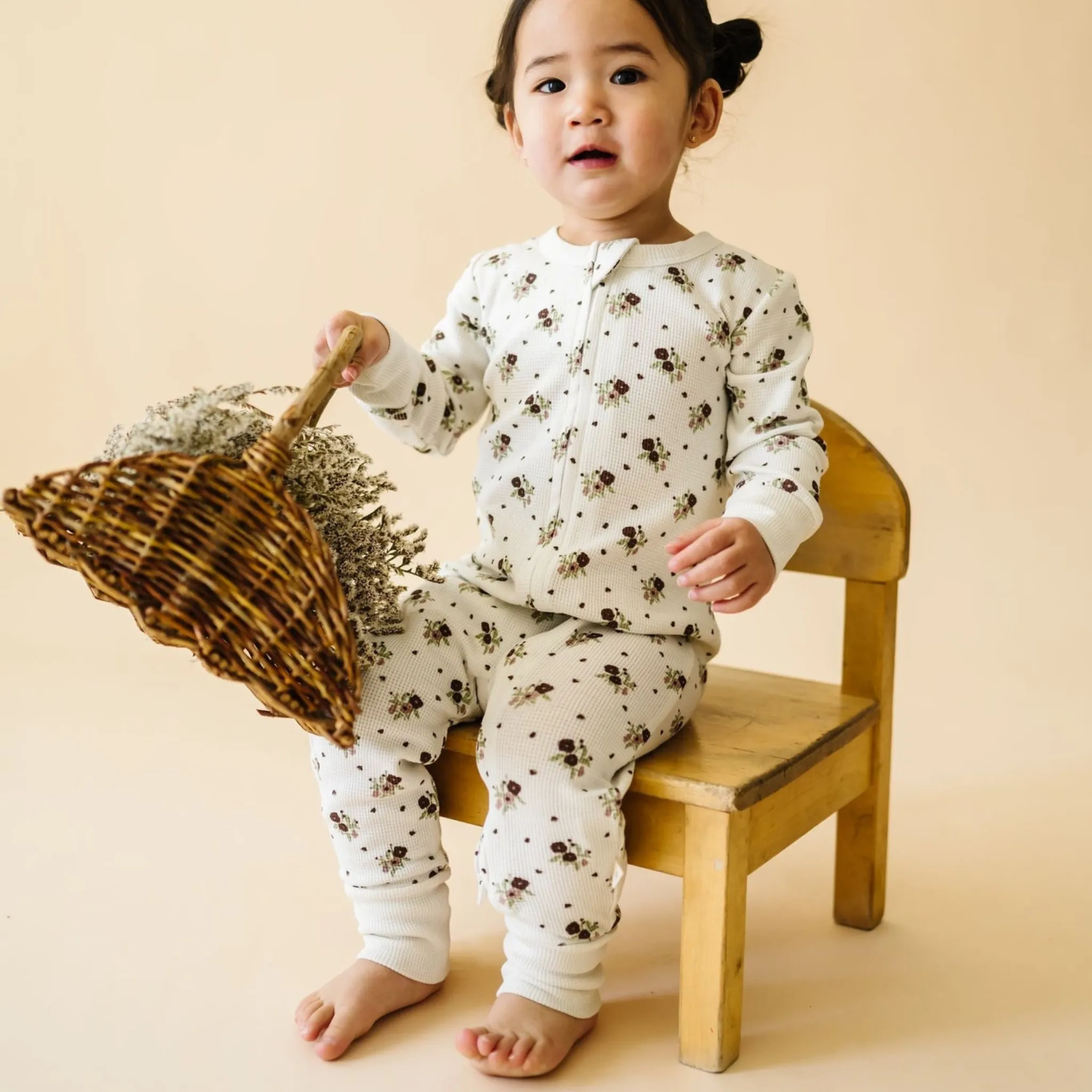 Organic 2-Way Zip Romper - Plum Ditsy