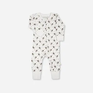 Organic 2-Way Zip Romper - Plum Ditsy