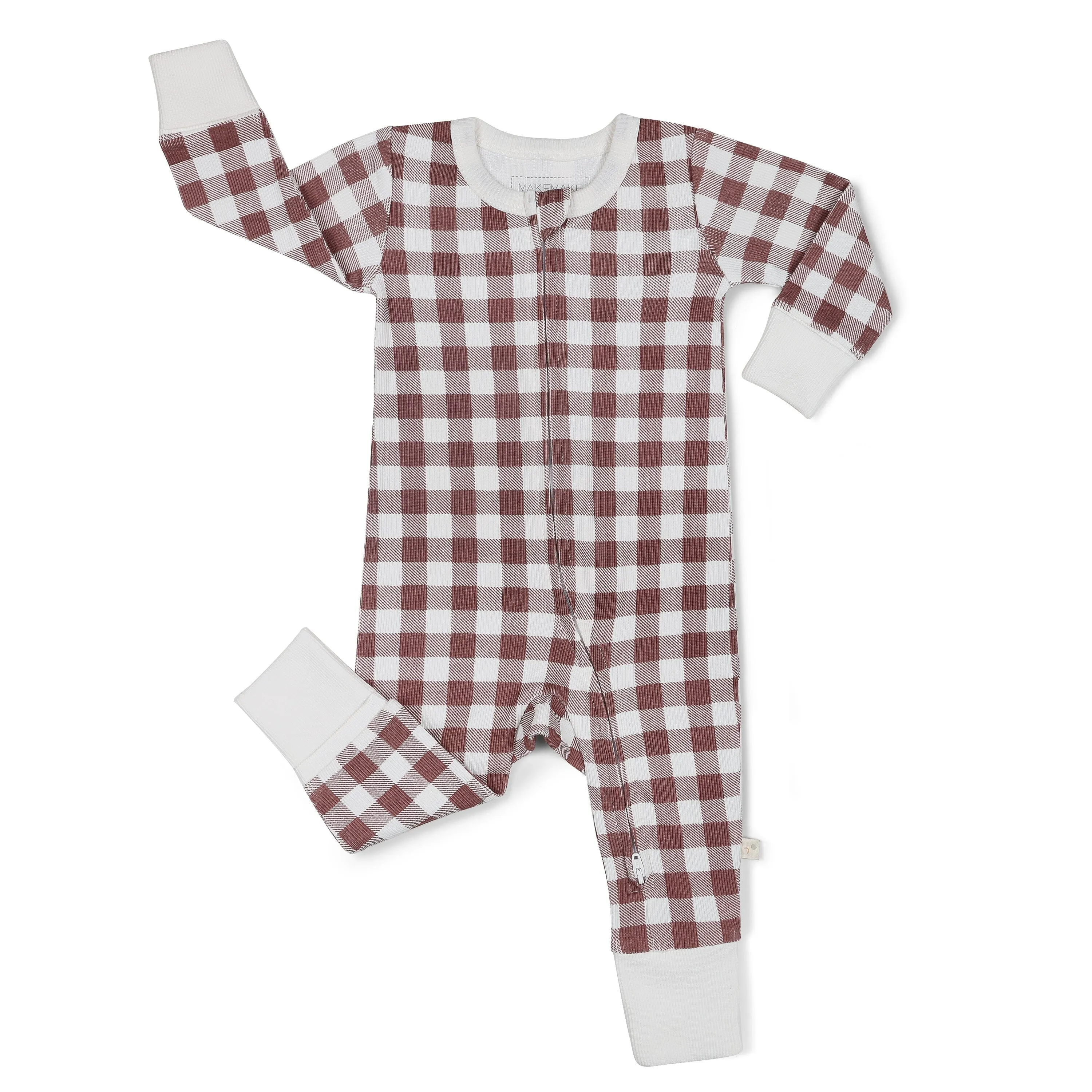 Organic 2-Way Zip Romper | Plum Gingham