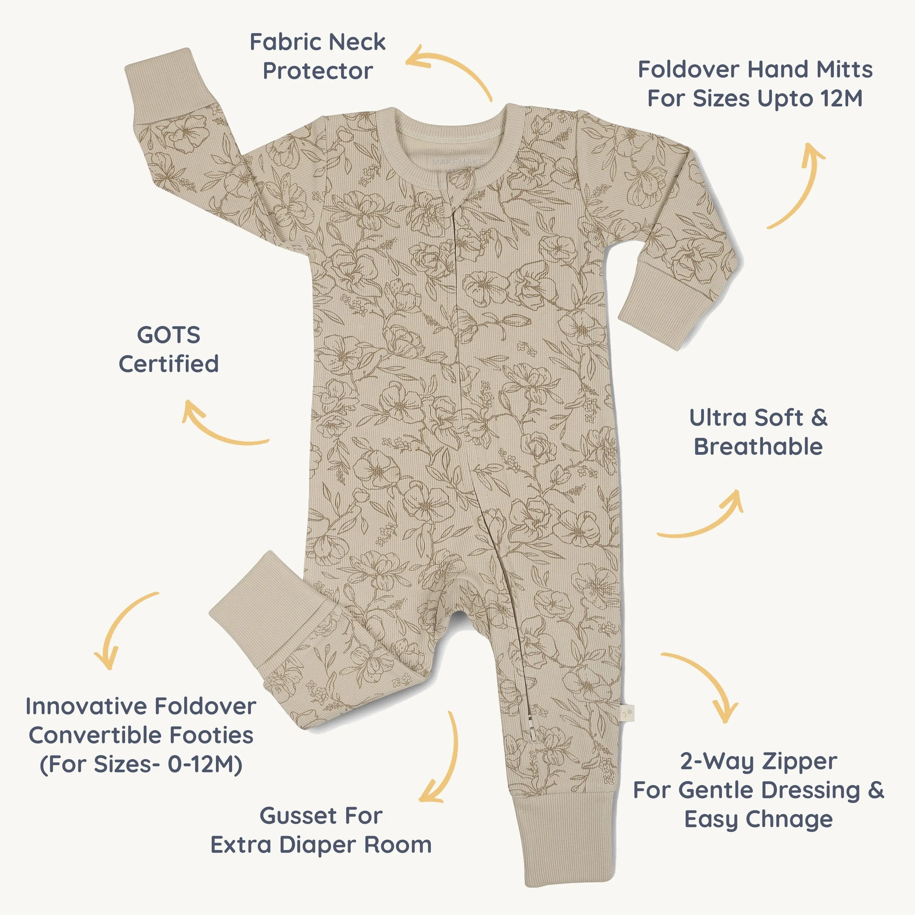 Organic 2-Way Zip Romper | Vintage Bloom