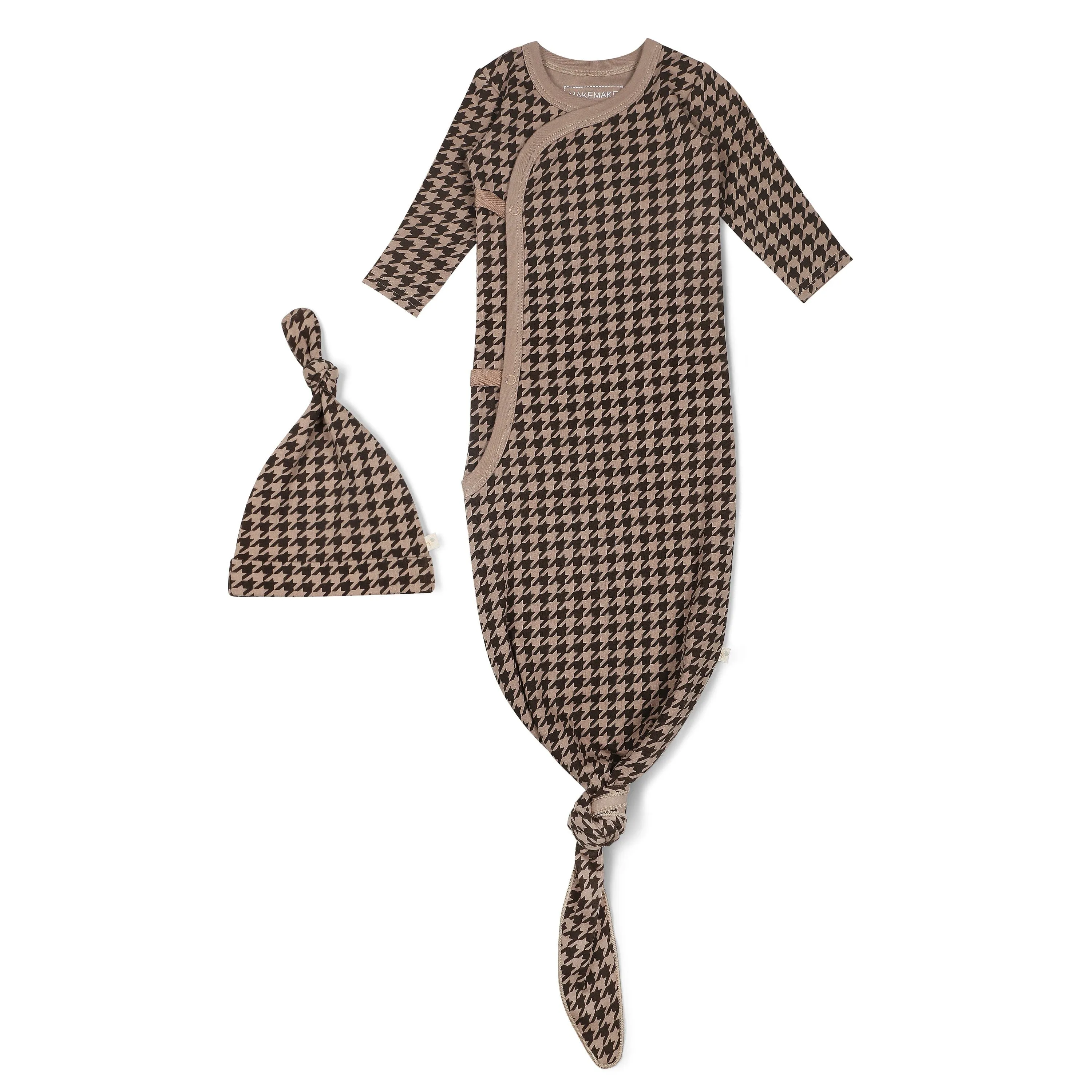 Organic Kimono Knotted Sleep Gown | Houndstooth
