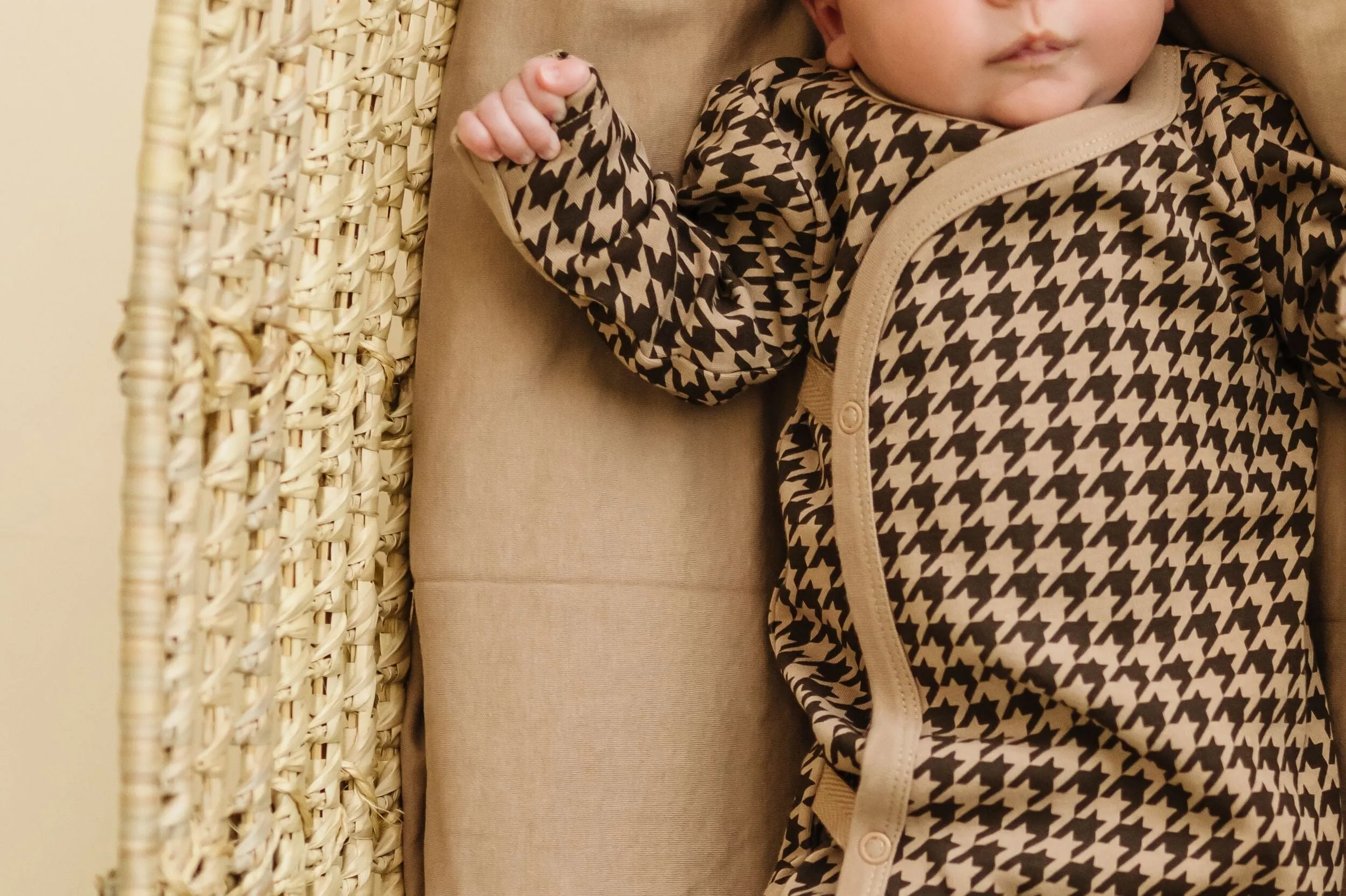 Organic Kimono Knotted Sleep Gown | Houndstooth