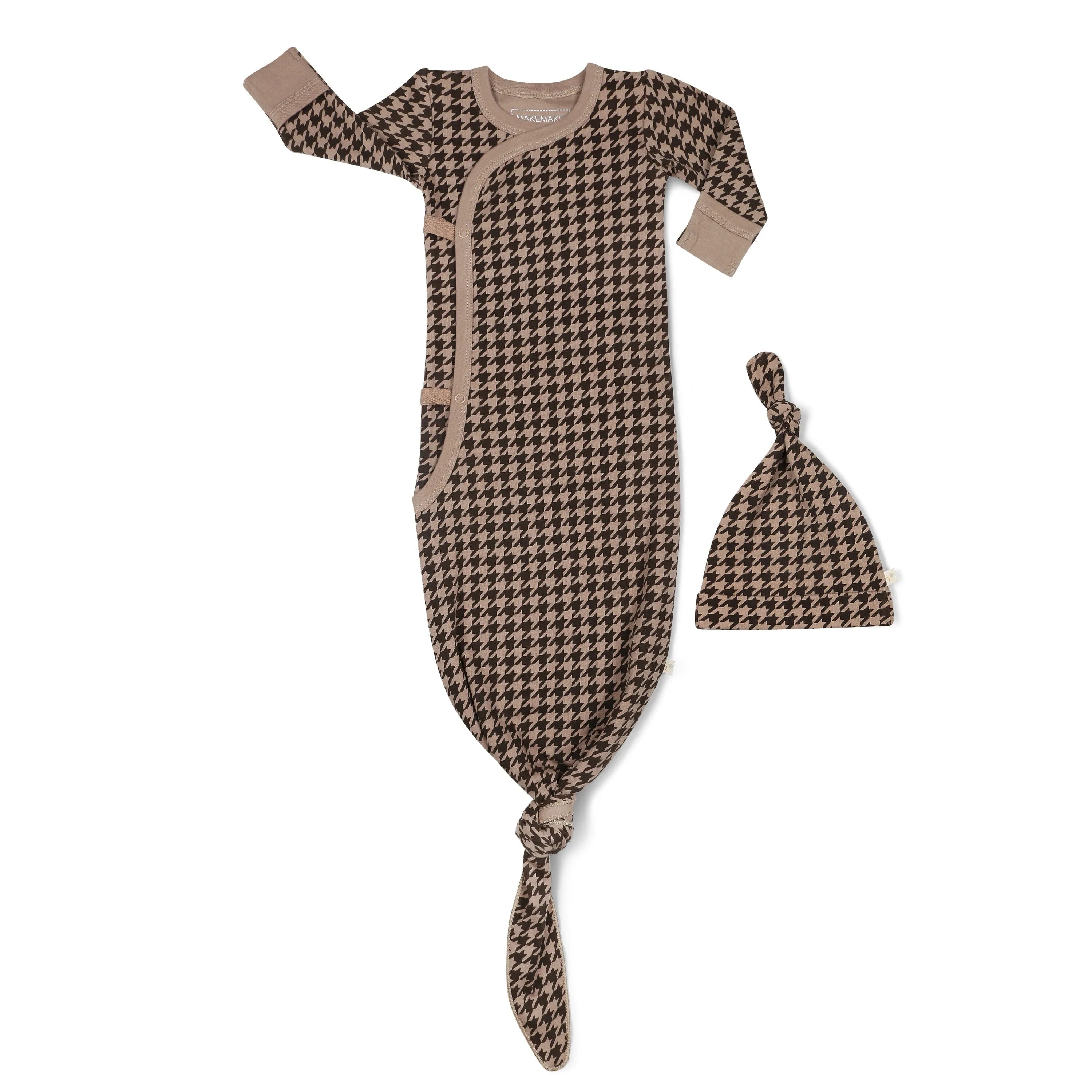 Organic Kimono Knotted Sleep Gown | Houndstooth