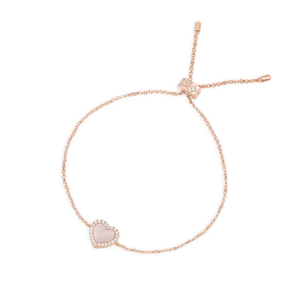 Pink Nacre Heart Adjustable bracelet