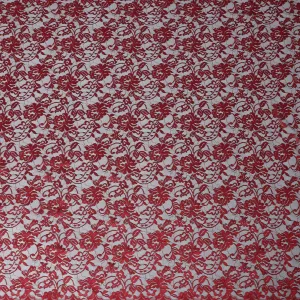 Ruby Red Floral Lace Fabric, 110 cm Width, Synthetic Material from Indonesia-D21136