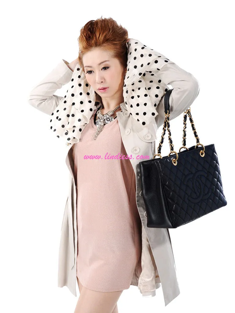 SILK POLKA DOTS SCARF - CREAM WHITE