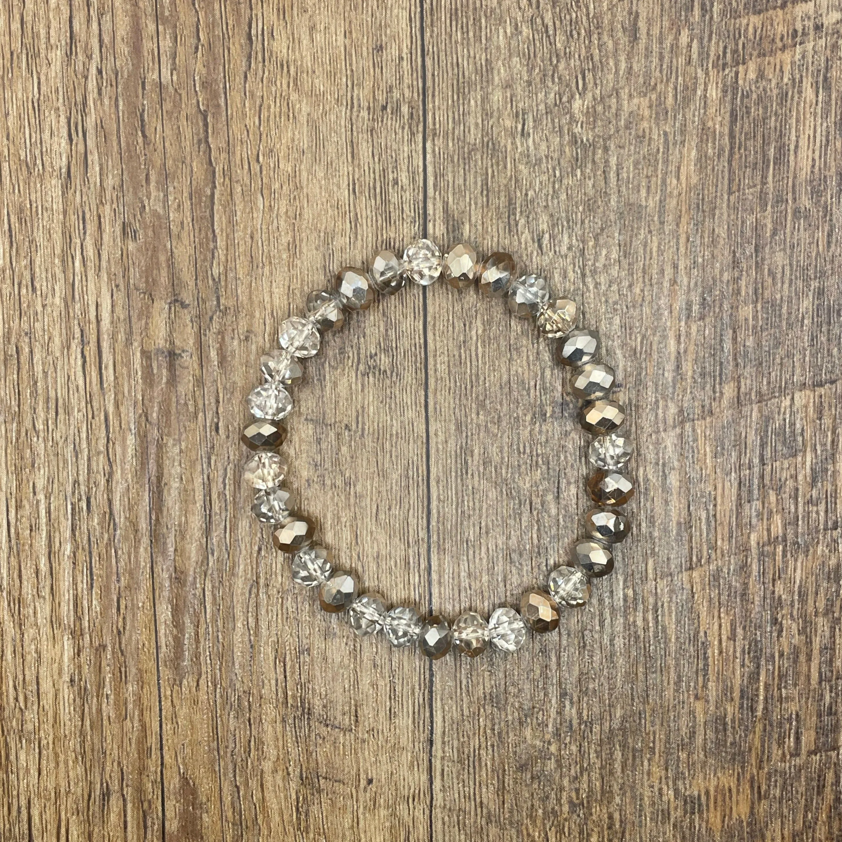 Soft Gold Crackle Faceted Rondelle 8mm Bracelet
