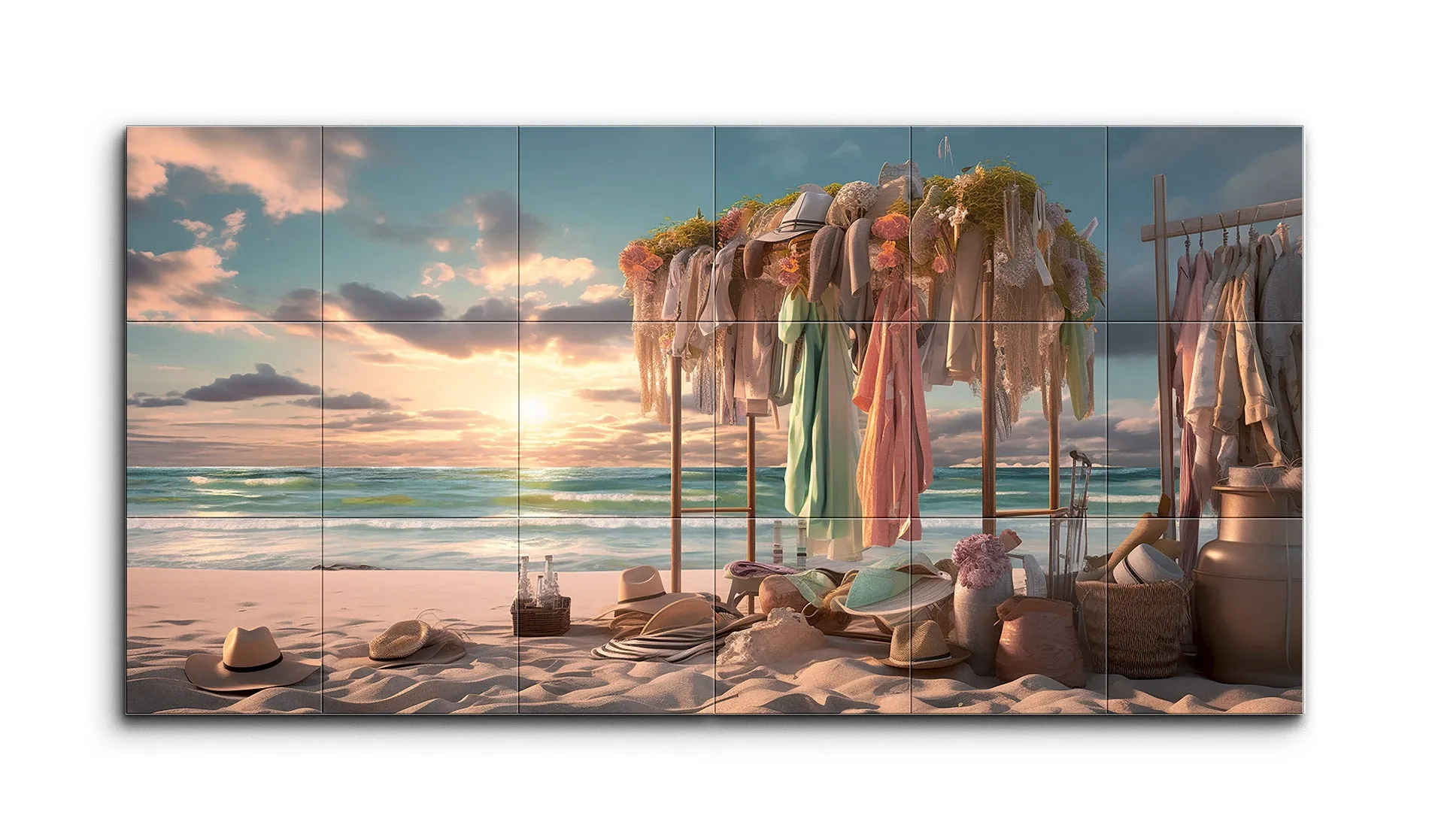Sunset Serenity: Beachwear and Dreamy Waves