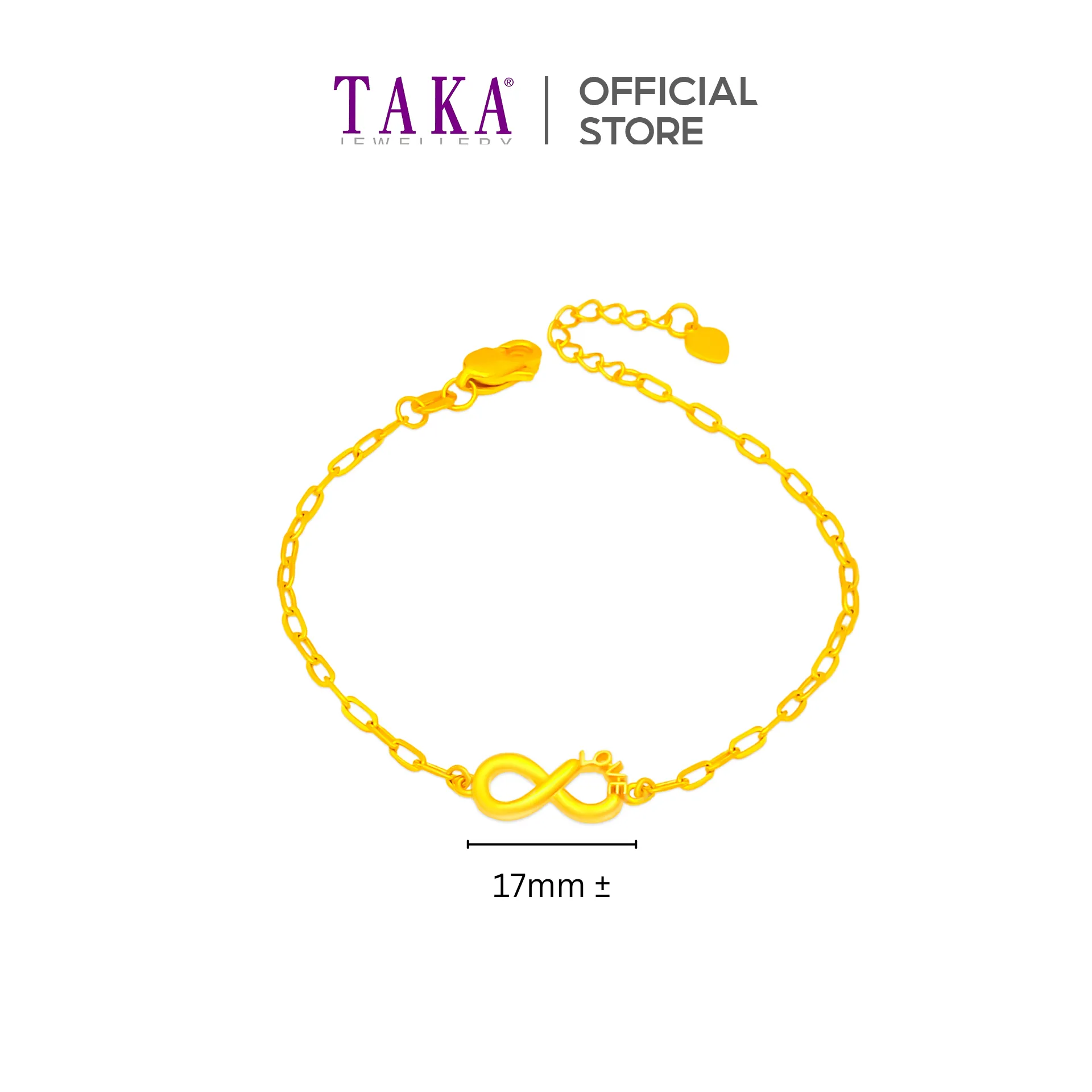 TAKA Jewellery 916 Gold Bracelet Infinity LOVE