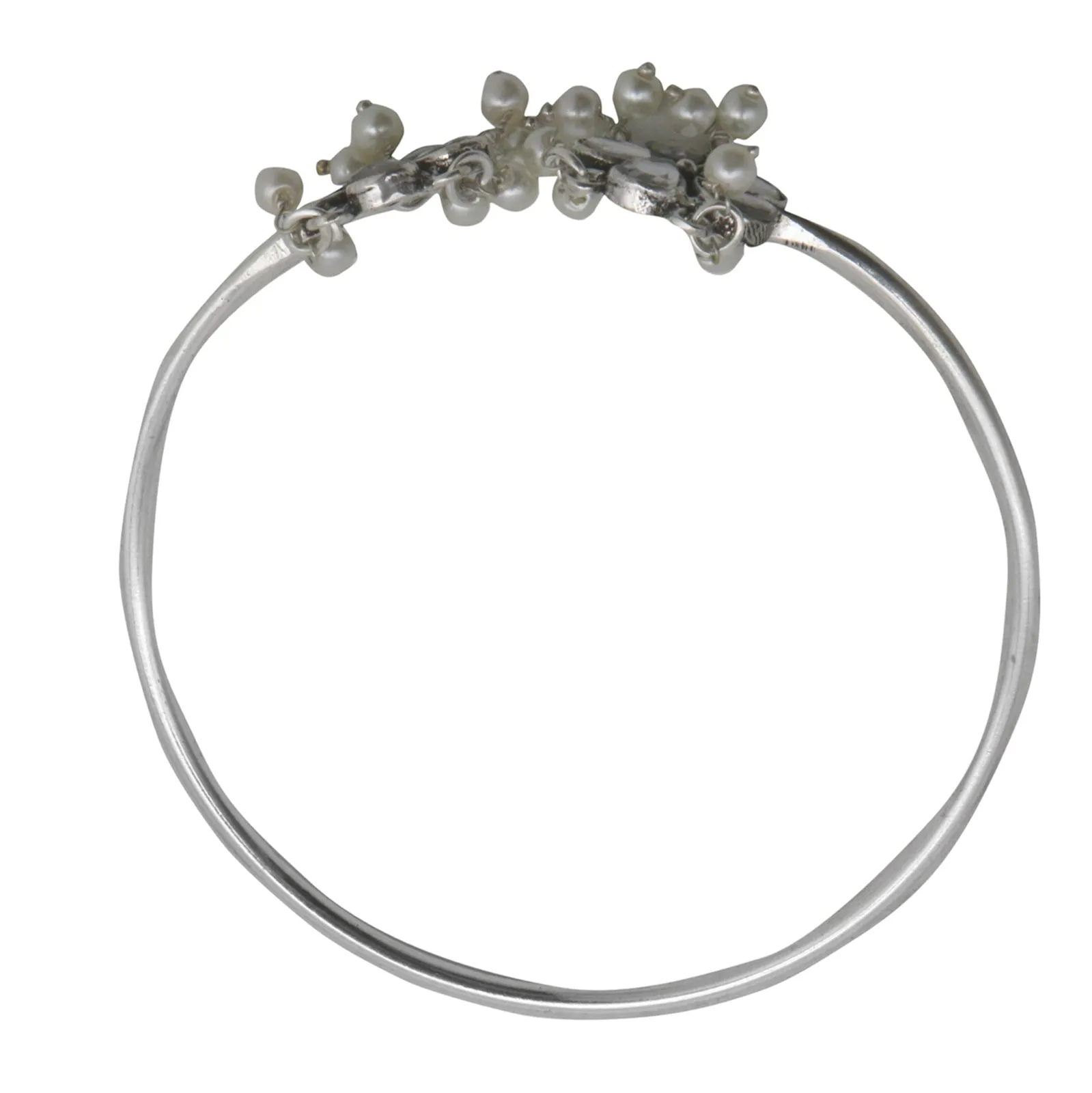 Teejh Grace Polki Silver Oxidized Pearl Cuff