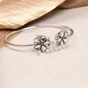 Teejh Grace Polki Silver Oxidized Pearl Cuff