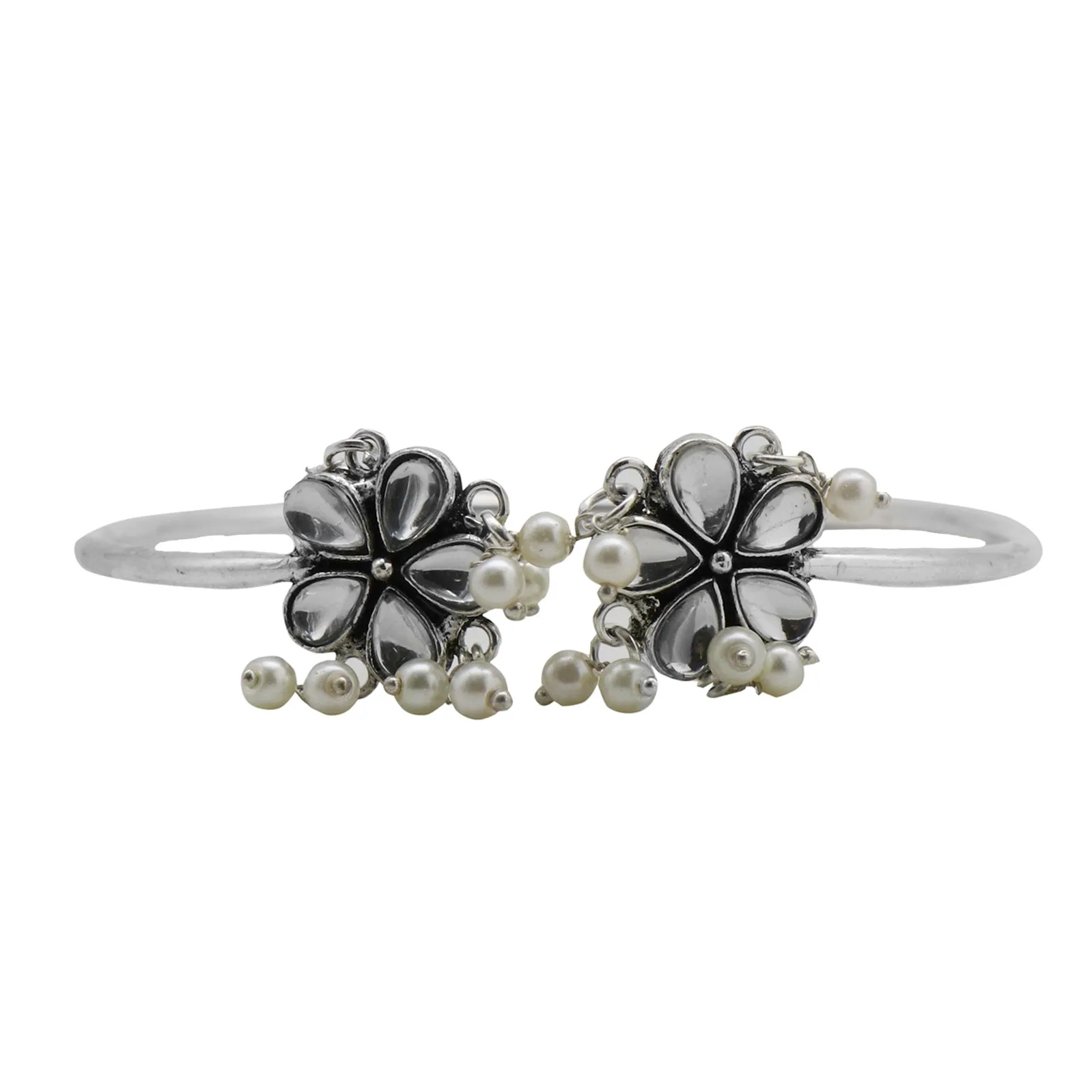 Teejh Grace Polki Silver Oxidized Pearl Cuff