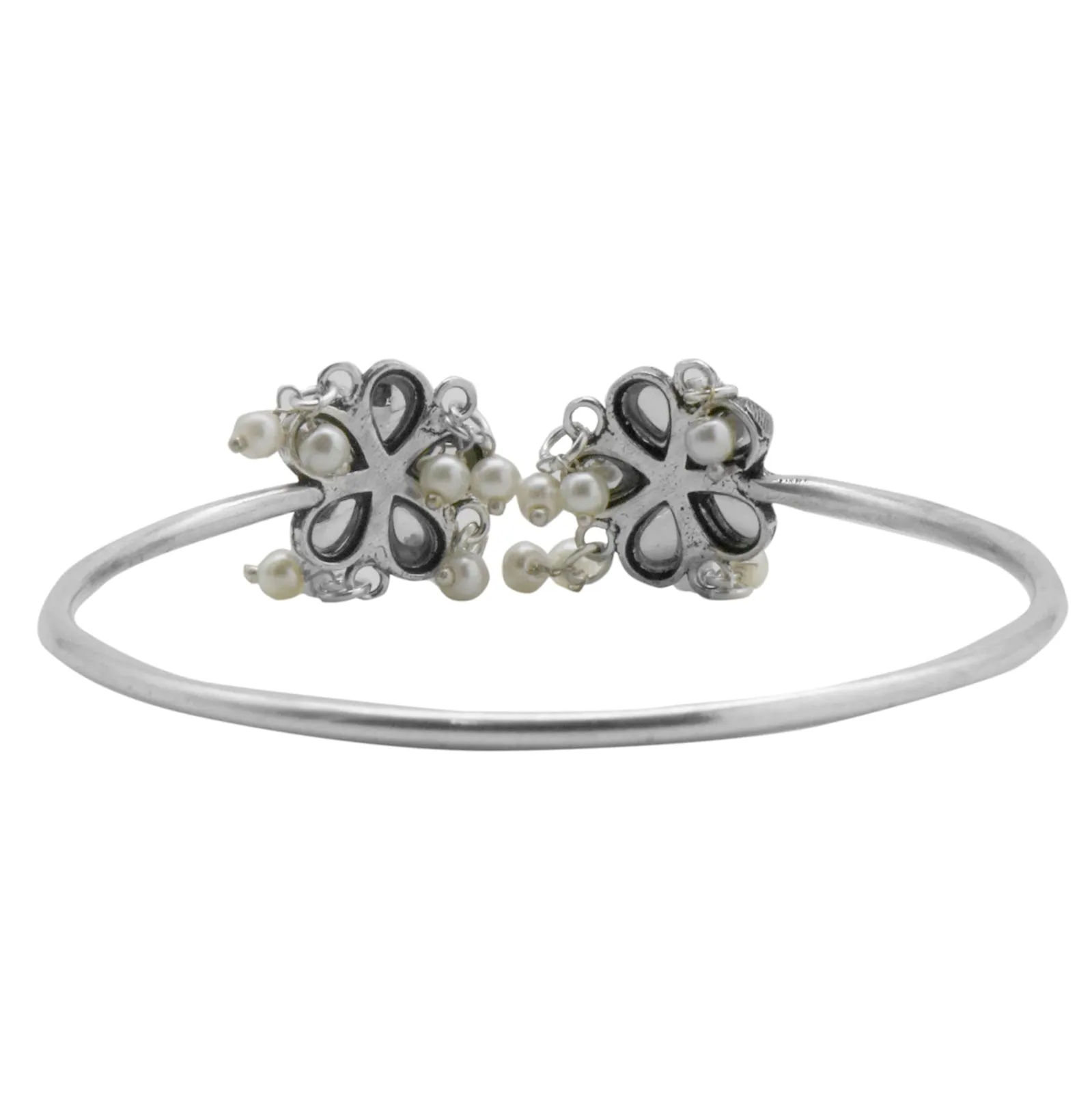 Teejh Grace Polki Silver Oxidized Pearl Cuff