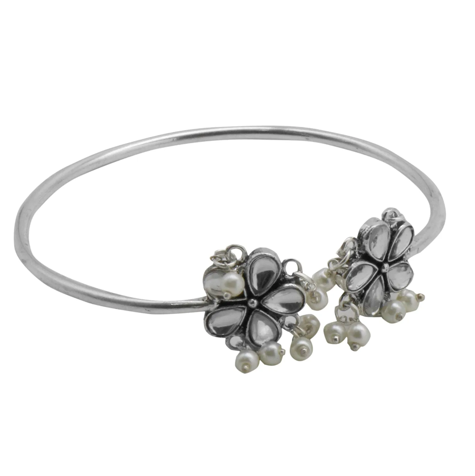 Teejh Grace Polki Silver Oxidized Pearl Cuff