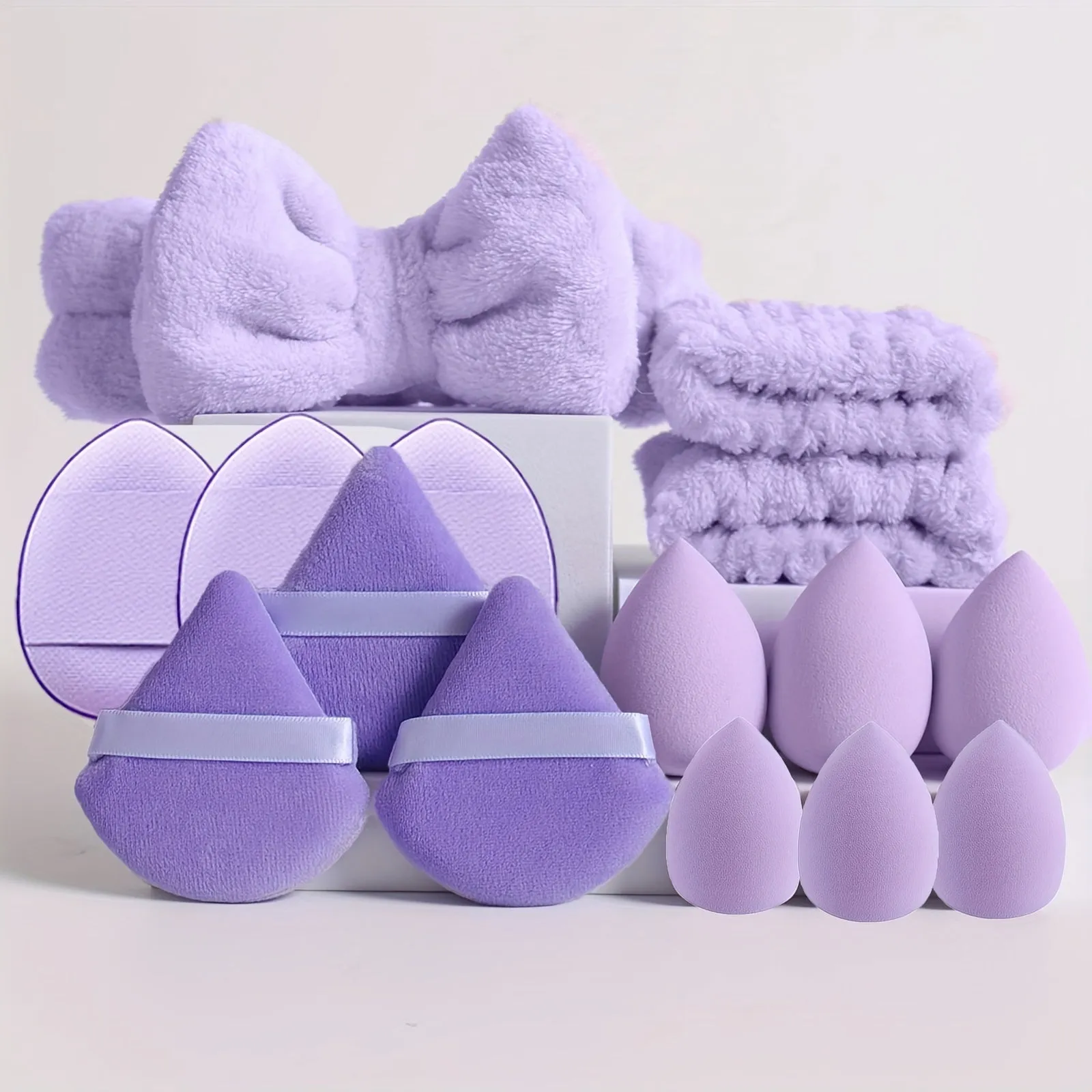 Travelfriendly 15pcs Makeup Headband Sponge Set with Bowknot Decor