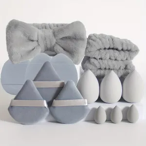 Travelfriendly 15pcs Makeup Headband Sponge Set with Bowknot Decor