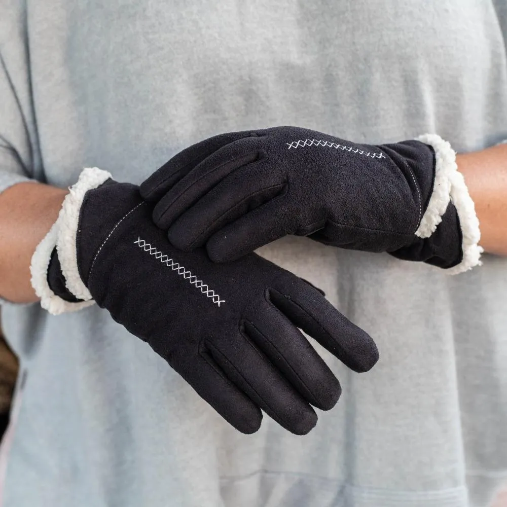 Women's Recycled Microsuede Gloves with Overlap Wrist